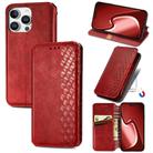 For iPhone 16 Pro Max Cubic Grid Pressed Magnetic Leather Phone Case(Red) - 1