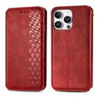 For iPhone 16 Pro Max Cubic Grid Pressed Magnetic Leather Phone Case(Red) - 2