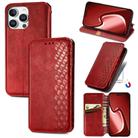 For iPhone 16 Pro Cubic Grid Pressed Magnetic Leather Phone Case(Red) - 1