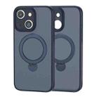 For iPhone 15 360 Magsafe Ring Holder TPU Hybrid PC Phone Case(Blue) - 1