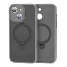 For iPhone 15 Plus 360 Magsafe Ring Holder TPU Hybrid PC Phone Case(Grey) - 1