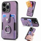 For iPhone 15 Pro Max Retro Skin-feel Ring Card Wallet Phone Case(Purple) - 1