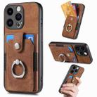 For iPhone 15 Pro Max Retro Skin-feel Ring Card Wallet Phone Case(Brown) - 1