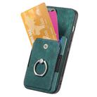 For iPhone 16 Plus Retro Skin-feel Ring Card Wallet Phone Case(Green) - 3