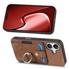 For iPhone 16 Plus Retro Skin-feel Ring Card Wallet Phone Case(Brown) - 2