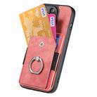 For iPhone 16 Pro Retro Skin-feel Ring Card Wallet Phone Case(Pink) - 3