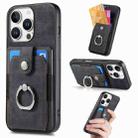 For iPhone 16 Pro Retro Skin-feel Ring Card Wallet Phone Case(Black) - 1