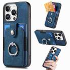 For iPhone 16 Pro Retro Skin-feel Ring Card Wallet Phone Case(Blue) - 1