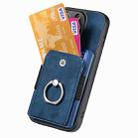 For iPhone 16 Pro Retro Skin-feel Ring Card Wallet Phone Case(Blue) - 3