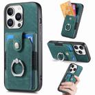 For iPhone 16 Pro Retro Skin-feel Ring Card Wallet Phone Case(Green) - 1