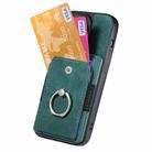 For iPhone 16 Pro Retro Skin-feel Ring Card Wallet Phone Case(Green) - 3