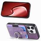 For iPhone 16 Pro Retro Skin-feel Ring Card Wallet Phone Case(Purple) - 2