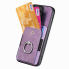 For iPhone 16 Pro Retro Skin-feel Ring Card Wallet Phone Case(Purple) - 3