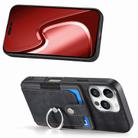 For iPhone 16 Pro Max Retro Skin-feel Ring Card Wallet Phone Case(Black) - 2