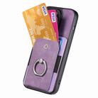 For iPhone 16 Pro Max Retro Skin-feel Ring Card Wallet Phone Case(Purple) - 3