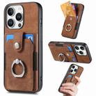 For iPhone 16 Pro Max Retro Skin-feel Ring Card Wallet Phone Case(Brown) - 1