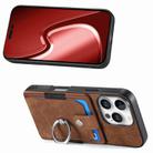 For iPhone 16 Pro Max Retro Skin-feel Ring Card Wallet Phone Case(Brown) - 2