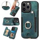 For iPhone 15 Pro Retro Skin-feel Ring Multi-card Wallet Phone Case(Green) - 1
