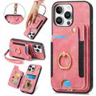 For iPhone 16 Pro Retro Skin-feel Ring Multi-card Wallet Phone Case(Pink) - 2