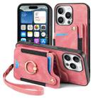 For iPhone 16 Pro Retro Skin-feel Ring Multi-card Wallet Phone Case(Pink) - 3