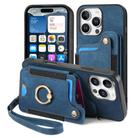 For iPhone 16 Pro Retro Skin-feel Ring Multi-card Wallet Phone Case(Blue) - 2