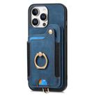 For iPhone 16 Pro Retro Skin-feel Ring Multi-card Wallet Phone Case(Blue) - 3