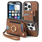 For iPhone 16 Pro Retro Skin-feel Ring Multi-card Wallet Phone Case(Brown) - 2