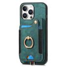 For iPhone 16 Pro Max Retro Skin-feel Ring Multi-card Wallet Phone Case(Green) - 3