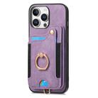 For iPhone 16 Pro Max Retro Skin-feel Ring Multi-card Wallet Phone Case(Purple) - 3