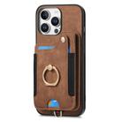 For iPhone 16 Pro Max Retro Skin-feel Ring Multi-card Wallet Phone Case(Brown) - 3