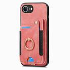 For iPhone 16e Retro Skin-feel Ring Multi-card Wallet Phone Case(Pink) - 3