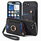 For iPhone 16e Retro Skin-feel Ring Multi-card Wallet Phone Case(Black) - 2