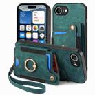 For iPhone 16e Retro Skin-feel Ring Multi-card Wallet Phone Case(Green) - 2