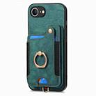 For iPhone 16e Retro Skin-feel Ring Multi-card Wallet Phone Case(Green) - 3