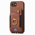 For iPhone 16e Retro Skin-feel Ring Multi-card Wallet Phone Case(Brown) - 3