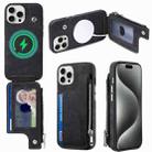 For iPhone 15 Pro Magsafe Zipper RFID Wallet All-inclusive Shockrpoof Phone Case(Black) - 1