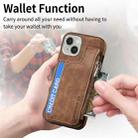 For iPhone 15 Pro Max Magsafe Zipper RFID Wallet All-inclusive Shockrpoof Phone Case(Brown) - 2