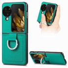 For OPPO Find N3 Flip Litchi PU Diamond-encrusted Ring Phone Case(Green) - 1