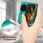 For OPPO Find N3 Flip Litchi PU Diamond-encrusted Ring Phone Case(Green) - 3