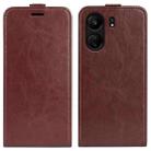 For Xiaomi Redmi Note 13C R64 Texture Single Vertical Flip Leather Phone Case(Brown) - 1