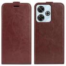 For Xiaomi Redmi Note 13R R64 Texture Single Vertical Flip Leather Phone Case(Brown) - 1