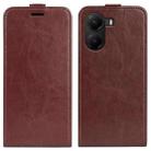 For Xiaomi Poco X7 Pro R64 Texture Single Vertical Flip Leather Phone Case(Brown) - 1