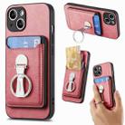 For iPhone 15 Plus Skin Feel Ring Holder Wallet Magnetic Phone Case(Pink) - 1