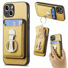 For iPhone 15 Plus Skin Feel Ring Holder Wallet Magnetic Phone Case(Yellow) - 1