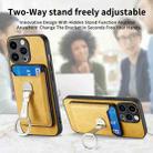 For iPhone 15 Pro Skin Feel Ring Holder Wallet Magnetic Phone Case(Yellow) - 3
