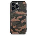 For iPhone 15 Pro Max Retro Camouflage Leather Back Phone Case(Brown) - 1