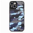 For iPhone 15 Pro Retro Camouflage Leather Back Phone Case(Blue) - 1