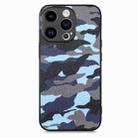 For iPhone 15 Retro Camouflage Leather Back Phone Case(Blue) - 1