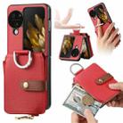 For OPPO Find N3 Flip Vertical Flip Zipper Wallet Ring Leather Phone Case(Red) - 1