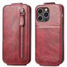 For iPhone 16 Pro Zipper Wallet Vertical Flip Leather Phone Case(Red) - 2